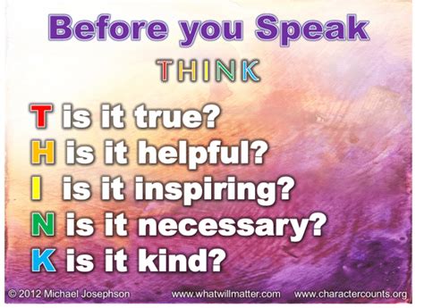 QUOTE & POSTER: Before you Speak – THINK | What Will Matter