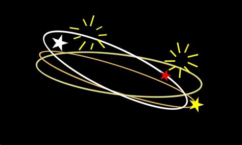 Dizzy expression. Flying stars with orbit traces white,red,yellow color on black background ...