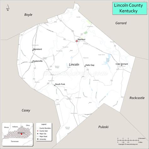 Map of Lincoln County, Kentucky - Where is Located, Cities, Population ...