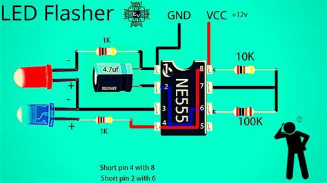 555 Timer Flasher Circuit Diagram