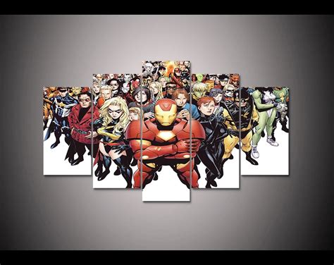 Marvel poster 5 panel HD printed canvas print painting Marvel ...