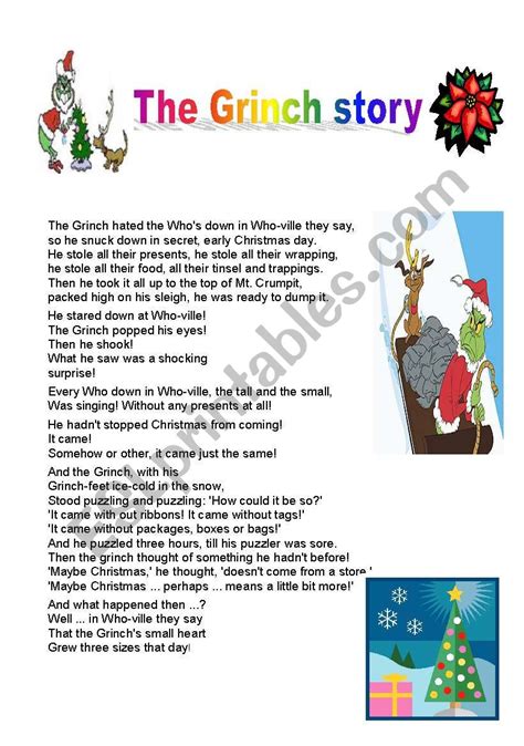 The Grinch Story - ESL worksheet by ishuala12