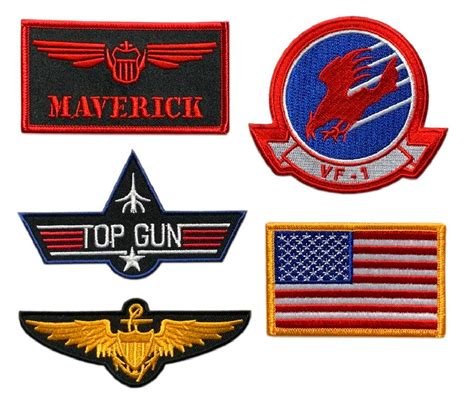 Maverick Pete Mitchell Top Gun Movie Patch (5 PC Bundle - “Velcro Bran – MILTACUSA