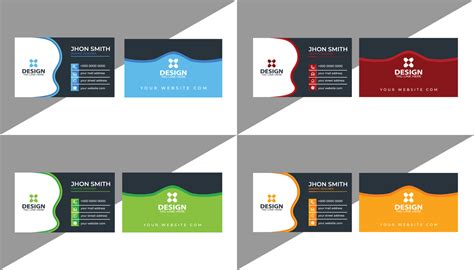 Modern business card design Vector template, Flat Style Vector Illustration. 4 Color ...