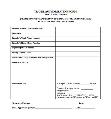 Travel Authorization Form Pdf Sample Templates Sample Templates - Bank2home.com