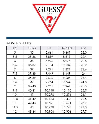 Guess Women Shoes Size Chart - Greenbushfarm.com