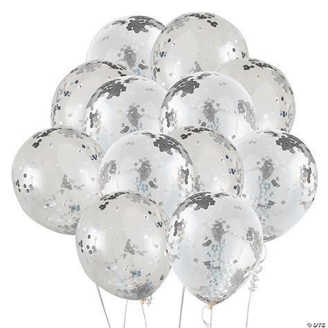 Silver Confetti 12" Latex Balloons | Oriental Trading