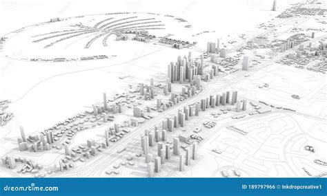 Dubai City Map 3D Rendering. Aerial Satellite View Stock Photography ...