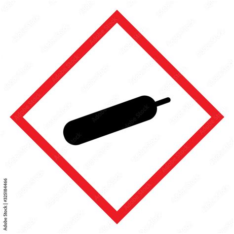 Gas under pressure symbol cylinder graphics design. CLP hazard sign. Diamond shape red border ...