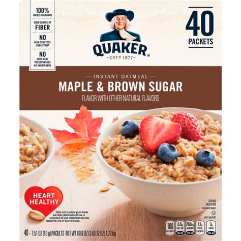 QUAKER Instant Oatmeal Maple & Brown Sugar Packets, 40 Count