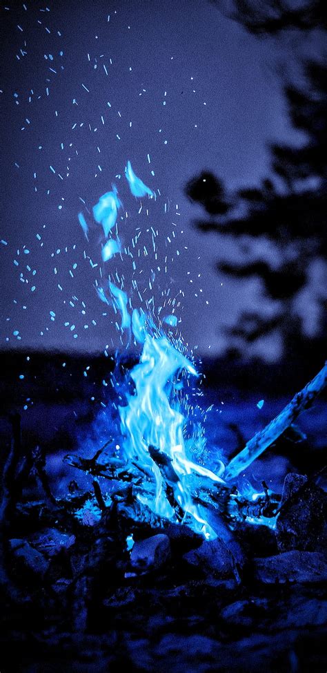 Blue Fire, 2019, camping, fire, holiday, iphone x, note9, relax, samsung, HD phone wallpaper ...