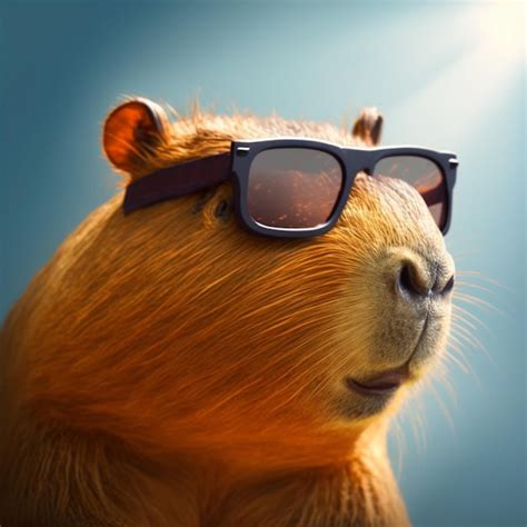 Premium AI Image | A brown guinea pig wearing sunglasses and a black ...