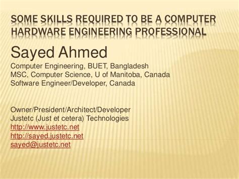 Some skills required to be a computer hardware engineer professional