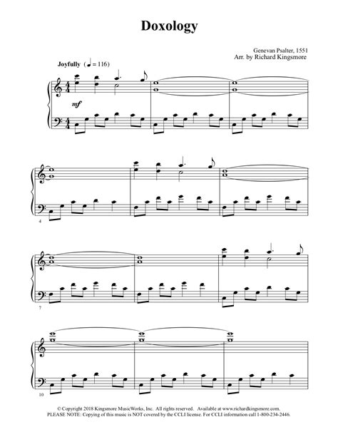 Doxology Solo Piano Sheet Music by Richard Kingsmore — Richard Kingsmore - Piano Music ...