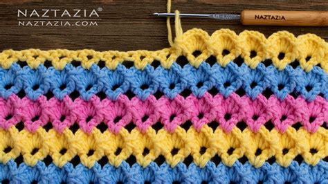 HOW to CROCHET 3D SHELL STITCH - Easy Crochet Stitches by Naztazia - YouTube