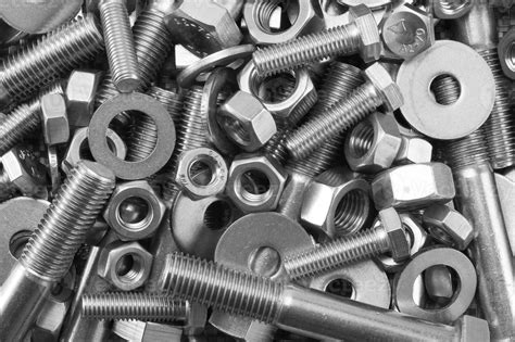 Mixture of stainless steel nuts bolts and washers 1134064 Stock Photo ...