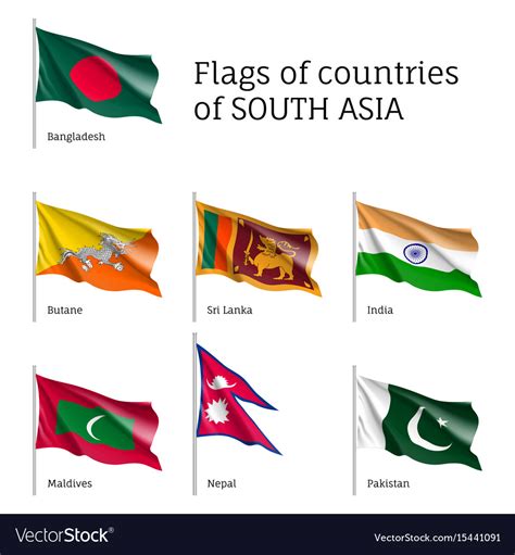 Flags south asian countries Royalty Free Vector Image