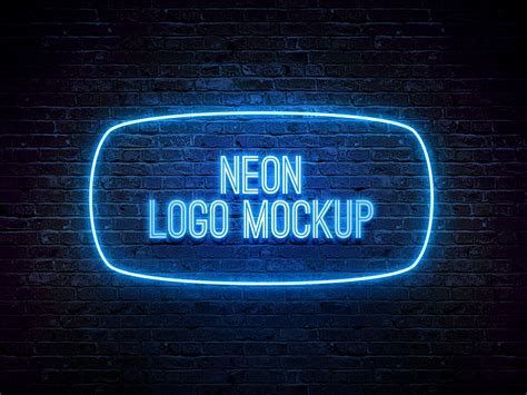 Neon Logo MockUp PSD Template