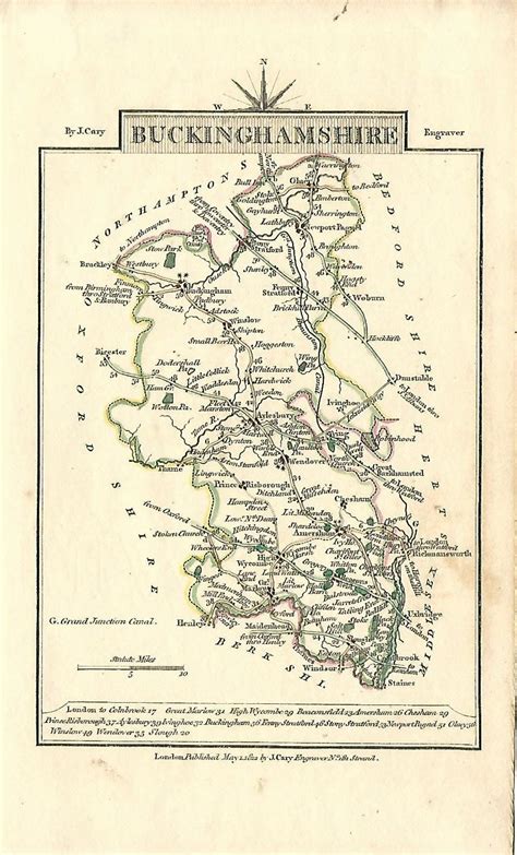 Buckinghamshire original Georgian antique map by cartographer John Car ...