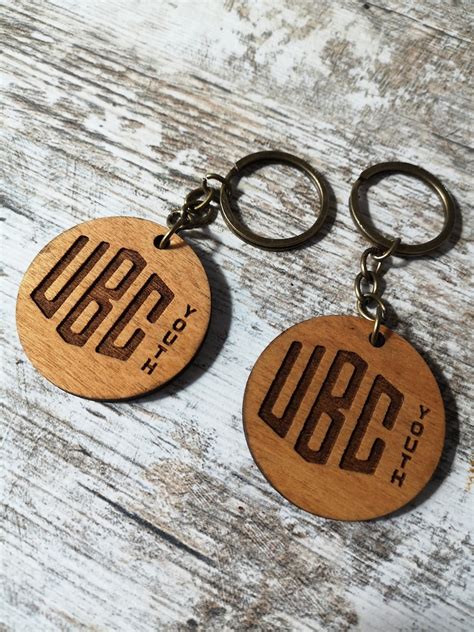 Custom Round Keychain With Business Logo Personalised Wooden | Etsy