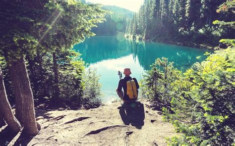 Premium Photo | Hiking man in the mountains