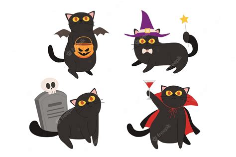 Vector de tema de halloween de gatos negros | Vector Premium