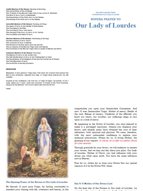 Novena To Our Lady of Lourdes | PDF | Mary, Mother Of Jesus | Prayer