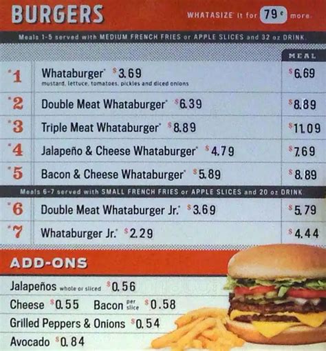 Whataburger Menu