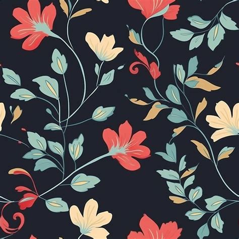 Premium AI Image | Black wallpaper with a floral pattern on it