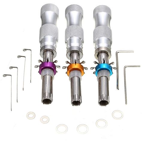 3 Pieces 7 Pin Adjustable Tubular Lock Pick Set with Transparent 7 Pin ...