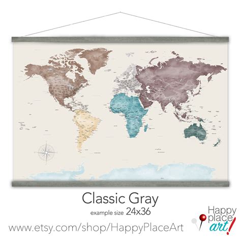 Large World Map Canvas