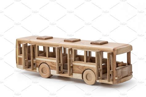 Wooden toy bus. | Transportation Stock Photos ~ Creative Market