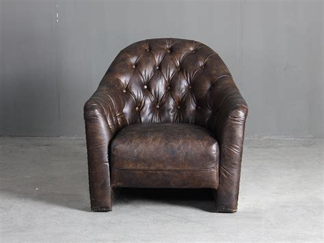 Single Seater Leather Sofa Vintage Brown Leather Sofa For Restaurant Dining