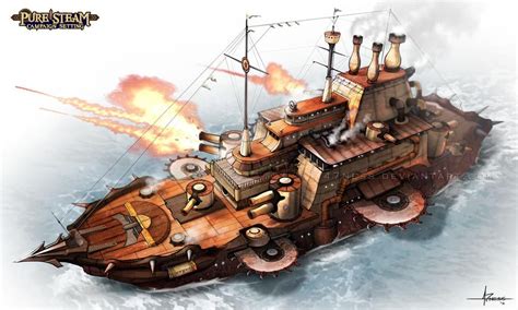 PURE STEAM - Ironclad Maritime Warship by 47ness on DeviantArt | Steampunk ship, Airship art ...