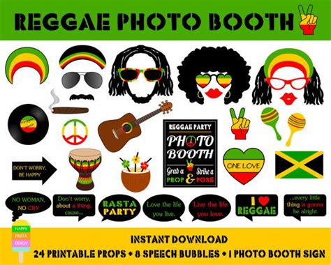 PRINTABLE Reggae Photo Booth Propsreggae Party Props-jamaica - Etsy | Photo booth sign, Photo ...