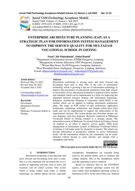 (PDF) ENTERPRISE ARCHITECTURE PLANNING (EAP) AS A STRATEGIC PLAN FOR INFORMATION SYSTEM ...