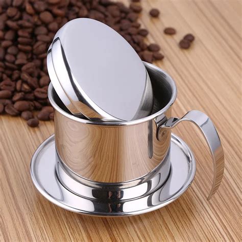 Stainless Steel Vietnam Coffee Pour Over Dripper Filter Coffee Maker Drip Coffee Filter Pot ...