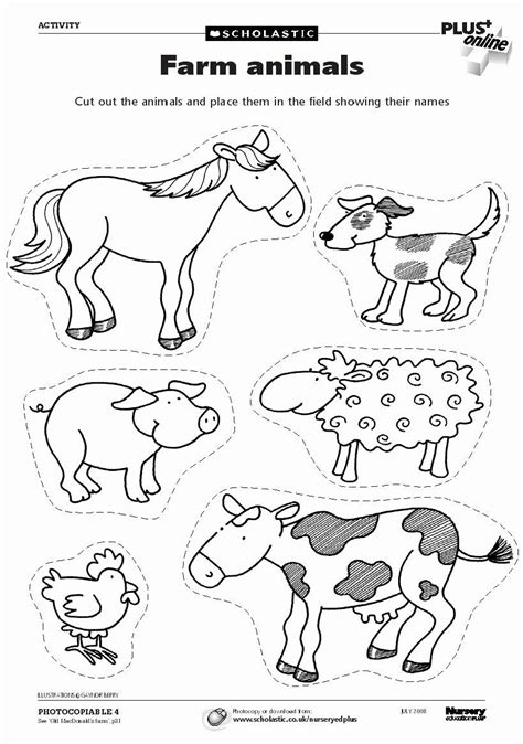 Farm Animals Flashcards Black And White