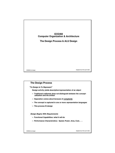 ECE468 Computer Organization & Architecture The Design Process & ALU ...