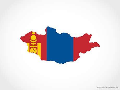 Printable Vector Map of Mongolia - Flag | Free Vector Maps