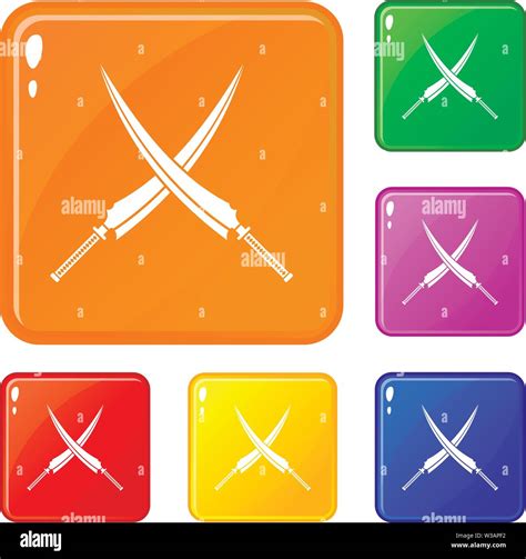 Samurai swords icons set vector color Stock Vector Image & Art - Alamy