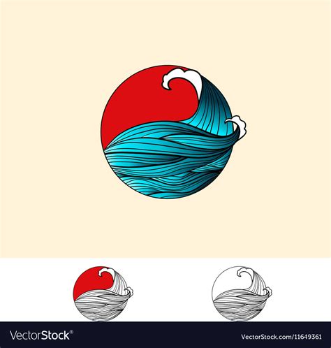 Japan style ocean water logo Royalty Free Vector Image