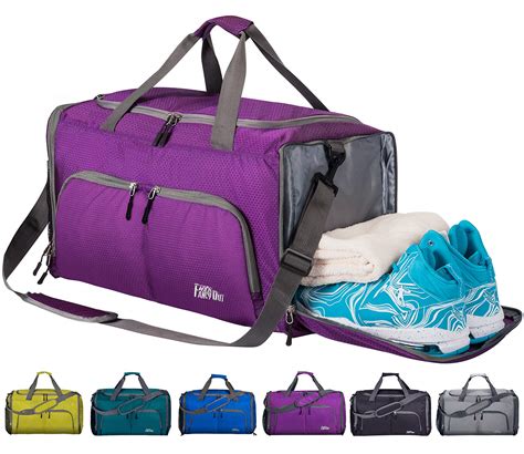 CoCoMall Foldable Sports Gym Bag with Shoes Compartment & Wet Pocket ...