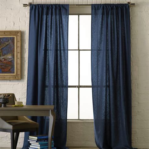 Navy Blue Natural Linen Curtains and Drapes 2 Panels for Living Room – Anady Top