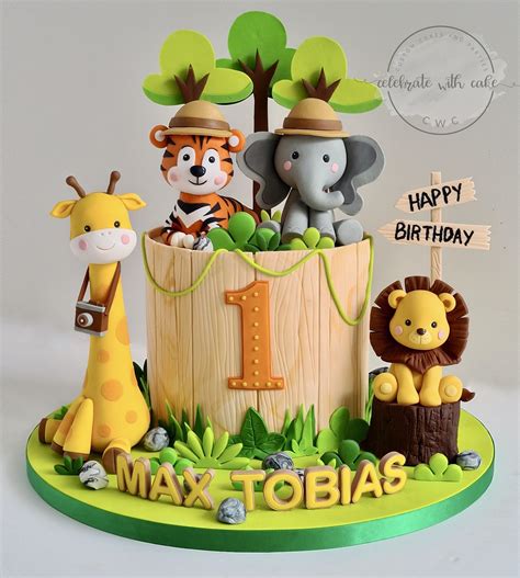 Celebrate with Cake!: Safari themed 1st birthday Single tier Cake