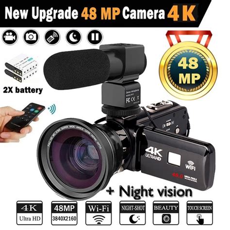 4K Camcorder Video Camera Ultra HD Wi-Fi Digital Camera 48.0MP 3.0 inch Touch Screen Night ...