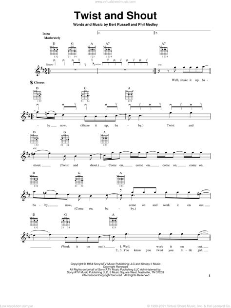 Beatles - Twist And Shout sheet music (easy) for guitar solo (chords)