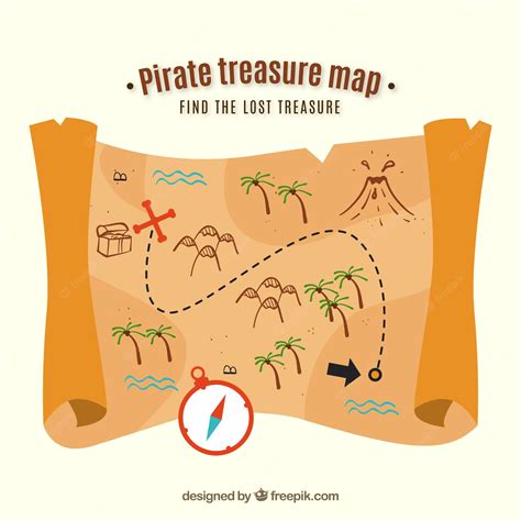 Pergamino con mapa del tesoro pirata | Vector Premium