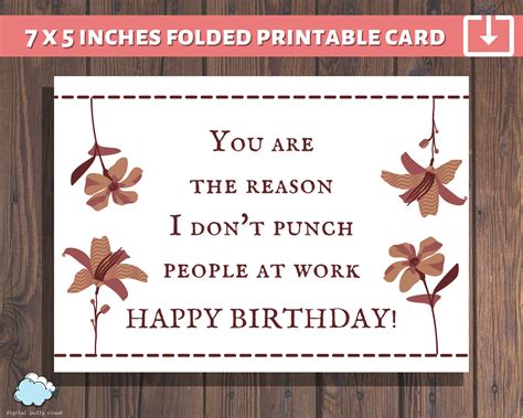 Coworker Birthday Card PDF Printable Employee Friend Birthday Card You ...