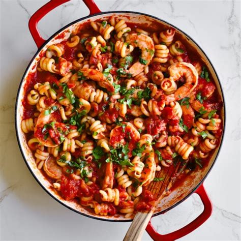 Trottole Pasta Recipe with Tomato Sauce and Shrimp - CucinaByElena